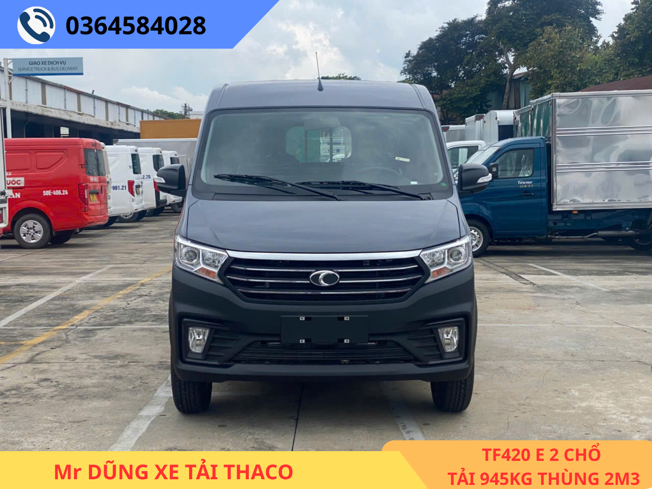 TF420E 2 CHỔ THÙNG 2M3 TẢI 945KG xe tải van thaco tf420 e thùng 2m3 tải 945kg