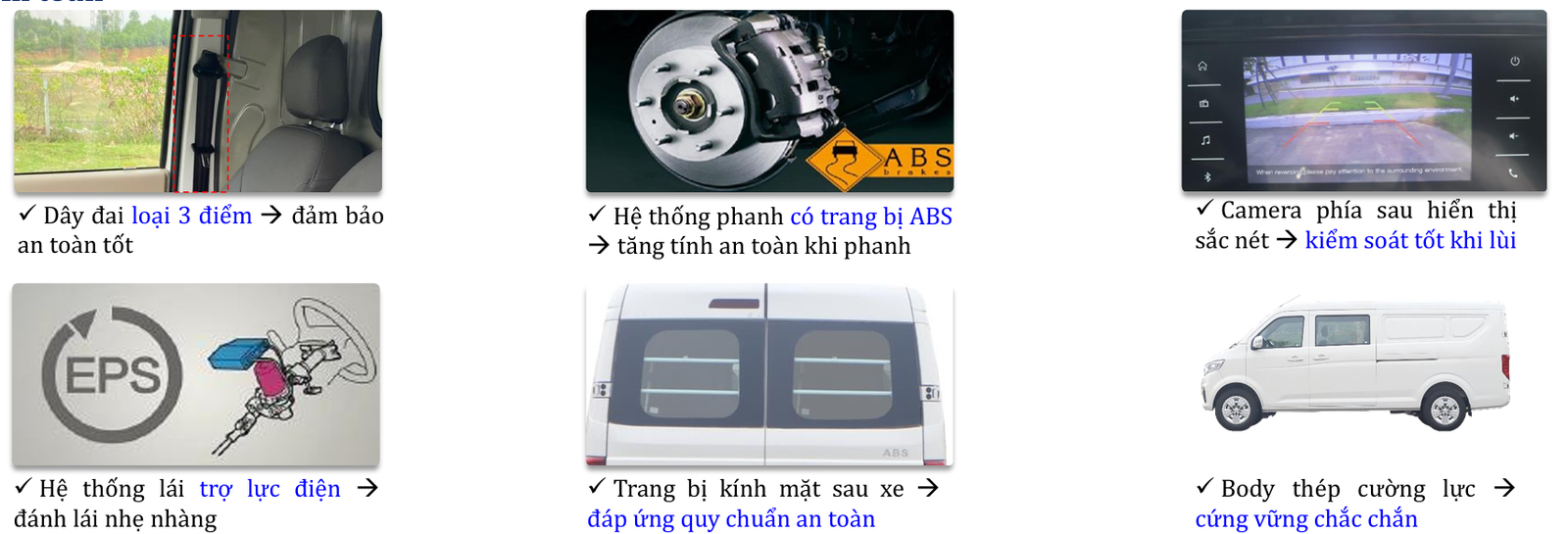 TF480 2 CHỔ DÀI 2M9 TẢI 945KG hệ thống anh toàn xe tải van thaco tf480 2 chổ tải 945kg thùng dài 2m9